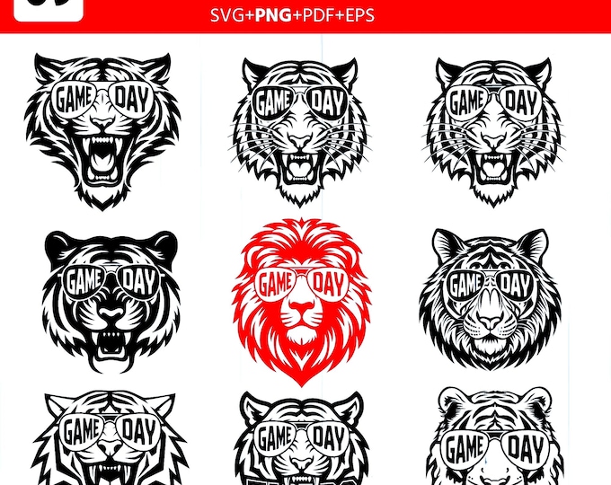 Game Day Tiger SVG Bundle – Tiger Mascot PNG | Sports Team Spirit Cut Files for Cricut, Silhouette, Sublimation & Game Day Shirts