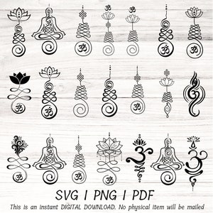 21 simbolo di respirazione Om pacchetto sanscrito per respirazione Png, Eps, AI, pdf, taglio Svg, svg, png, sanscrito, mantra, file di taglio istantaneo, silhouette scura