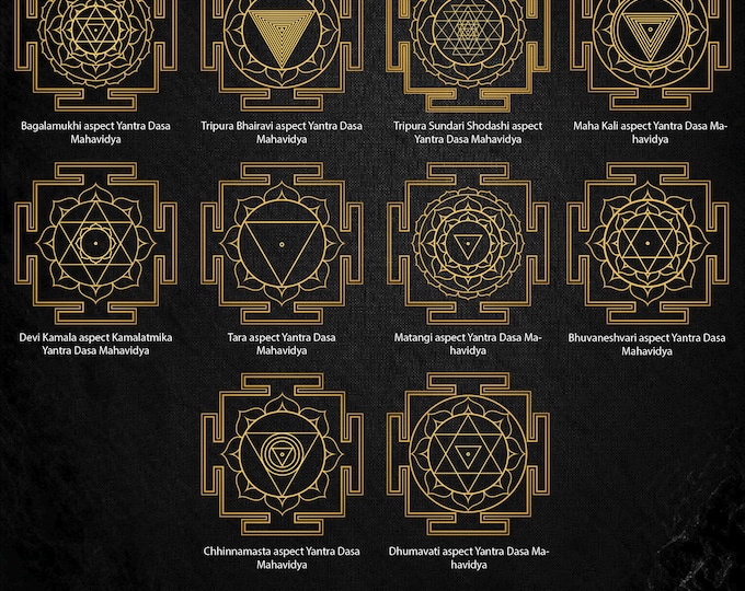 10 Dasa Mahavidya sacred geometric shapes bundle, yantra svg bundle, 10 geometry mandala, svg ai eps png files, Cut files, Silhouette