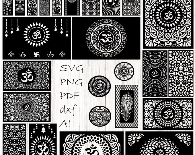 Aum CnC Cricut Bundle, Ohm Meditation cut file, svg, png, Sanskrit Mantra wall décor, Instant, Aum Design for cnc machine , ohm cut file
