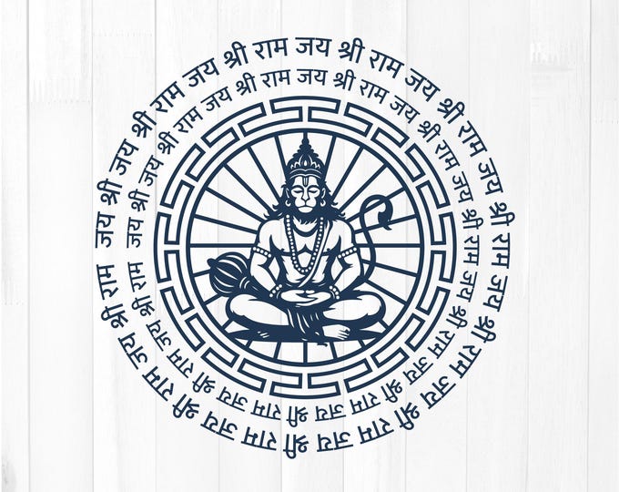 hanuman circle Wall Decor: Laser Cut Hindu God Design svg png dxf eps (Digital Download)