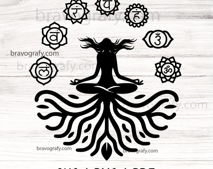 7 Chakras wave root SVG, Namaste Clipart, Yoga SVG, Chakra Symbols SVG, Meditation cut file, Digital Cut File,  Cricut Eps Png Dxf htv, dtf