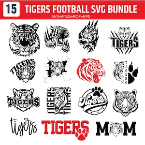 Tigers Football SVG Bundle, Mascot Sports Designs (15 Files)