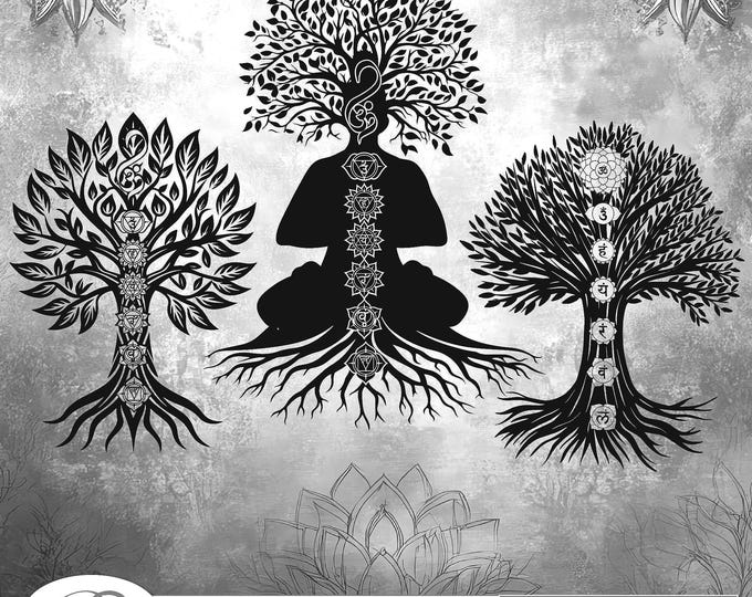 7 Chakras Tree SVG: Yoga Meditation Clipart (Digital Cut File)