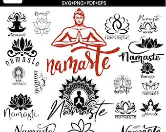 14 Namaste Lotus Mandala SVG Bundle, Yoga Meditation Cut Files (Digital Download)