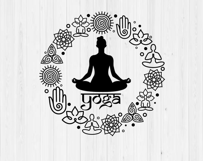 Chakras Meditation YOGA Symbol SVG Bundle: Yoga Clipart svg png cut file (Digital Download)