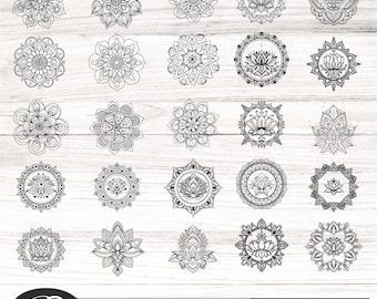 Sacred Lotus mandala SVG Bundle: Floral Mandala Designs for Cricut (Digital Download