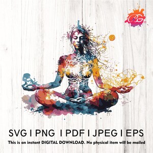 Yoga Mädchen Aquarell Sublimation Yoga SVG png, pdf, Yoga SVG, Meditation Sublimation, Frauen Empowerment SVG, Girl Power motivierende Png