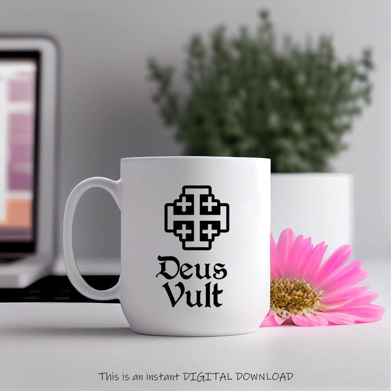 Deus Vult Crusader Templar Kruis Rood Dubbele Kleur Koffiemok