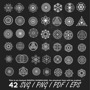 Lot SVG Géométrie sacrée : 42 mandalas et symboles géométriques spirituels