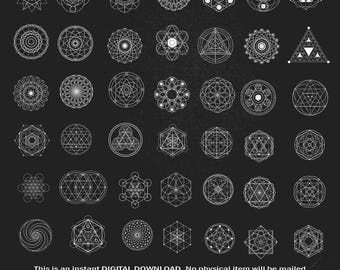 Sacred Geometry SVG Bundle: 42 Spiritual Geometric Symbols & Mandalas