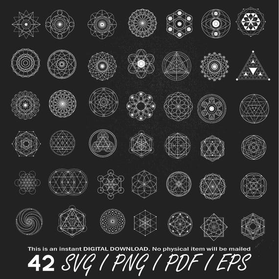 Sacred Geometry SVG Bundle: 42 Spiritual Geometric Symbols & Mandalas