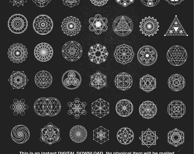 Sacred Geometry SVG Bundle | 42 Spiritual Symbols & Mandalas | Digital Download for Cricut, Silhouette, Glowforge