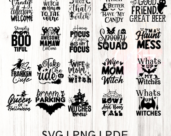 Halloween Quote SVG Bundle, Halloween SVG, Fall Svg, Autumn Svg, Ghost Svg, Witch svg, Pumpkin Svg, Quotes, Cut File Cricut, Silhouette