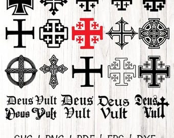 Deus Vult Svg Bundle, Knights Templar Svg, Medieval Faith Svg Digital Files