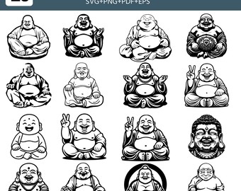 Laughing Buddha SVG Bundle | Zen Line Art, Spiritual Clipart (Digital Download)
