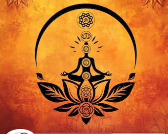 7 Chakras Yoga SVG: Girl Meditation Clipart (Digital Download)