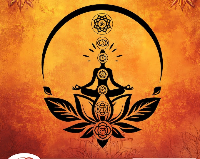 7 Chakras yoga SVG, Namaste Clipart, girl meditation SVG, Chakra Symbols SVG, Meditation cut file,  Cricut Silhouette Eps Png, 7 chakras Dxf