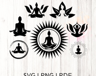 Hand Drawn Yoga Pose SVG | Yoga Mandala & Meditation Cut Files | Aum, Namaste, Kundalini – Instant Download