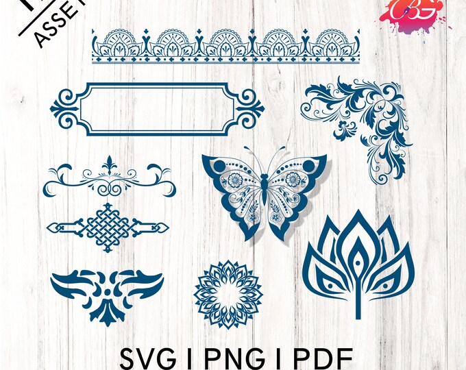 101 Hand Drawn Vintage Design Elements Bundle, Wedding Elements svg, Design Elements SVG Cut Files DIY cards Elements EPS