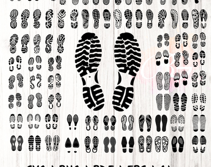 Footwear print svg bundle, boot print png, shoeprint, vector art. Svg, eps, Pdf, png, Cut Files, PNG Files for Silhouette, Cricut footprint