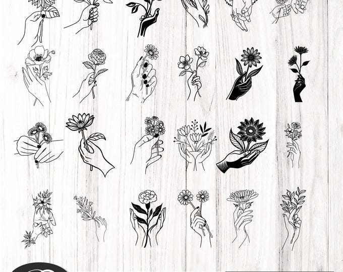 Wild flowers hand svg, Floral svg, Wild flower svg, flower sketch svg, cricut and silhouette, flowers Silhouette Files, Easy Cut