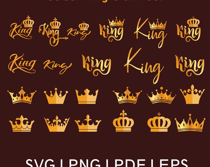 King With Crown SVG set of 06, Afro Svg, Dope Svg, Queen's Crown Svg, King's Crown Svg, king bundle Svg, King SVG, King Golden  Typography