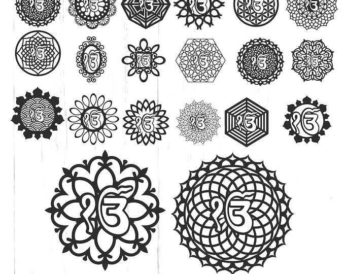 Ik Onkar Wall Decor Laser Cut Files Bundle | Sikh Guru Nanak SVG | Sacred Punjabi Mandala Digital Download for CNC, Cricut & Laser Cutting