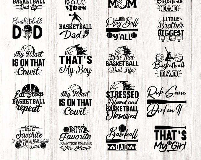 Basketball baseball SVG PNG bundle, Team Logo, Cricut Files, Silhouette Files, Cut Files, PNG Files for Silhouette, Cricut, Cutting Plotter