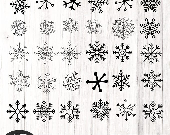 28 Hand-Drawn Snowflakes SVG Bundle | Winter & Christmas Cut Files | PNG, DXF, pdf Included