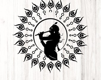 Krishna SVG | Sacred Hindu Deity Clipart | Spiritual Digital Download