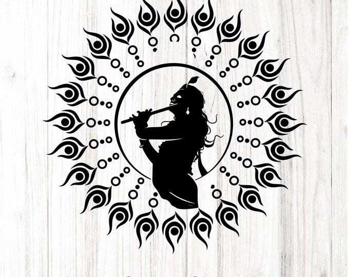 Lord Krishna SVG, Stickers, Laser Cut, Cricut, Silhouette, Indian god T-Shirt Design, hinduism, meditation,Worship SVG, png & pdf cut file
