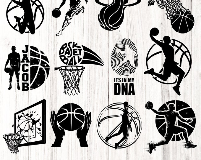 12 Basketball design SVG bundle PNG bundle, Team Logo, Cricut Files, Silhouette Files, Cut Files, PNG Files for Silhouette, Cricut