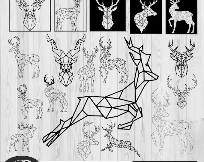 Deer Wall Art SVG Bundle, 19 assets, PNG, plasma cut file, deer wall art dxf, Laser cut files, Glowforge files Metalic Wood CNC machine dxf