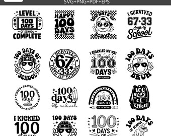 100 Days of School SVG Bundle, Retro Teacher Shirt, Boho School SVG Files