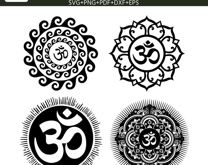 Aum Symbol SVG Bundle | 25 Om Mandala Stamps | Meditation & Yoga Cut Files – Instant Download