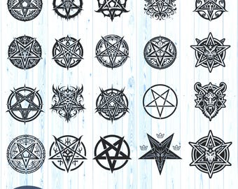 Satanic Symbols Clipart Bundle, Occult Symbols Satanic Spirit Demonic Baphomet Hell Devil Ouija Pentagram Ghost  Laser HD Art  Bundle