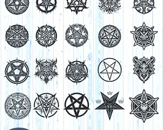 Satanic Symbols Clipart Bundle, Occult Symbols Satanic Spirit Demonic Baphomet Hell Devil Ouija Pentagram Ghost  Laser HD Art  Bundle