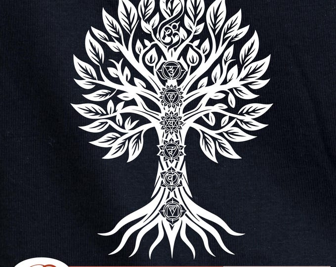 7 Chakras Tree SVG, Namaste Clipart, Yoga SVG, Chakra Symbols SVG, Meditation cut file, Digital Cut File,  Cricut Silhouette Eps Png Dxf