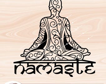 Namaste Yoga SVG | Meditation Laser Cut Wall Art | Zen DXF Cricut File | Digital Download for CNC & Glowforge