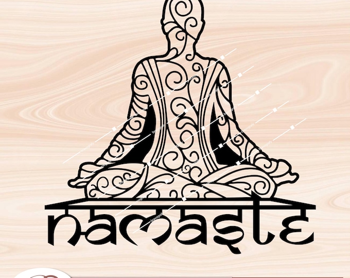 Namaste Yoga SVG | Meditation Laser Cut Wall Art | Zen DXF Cricut File | Digital Download for CNC & Glowforge