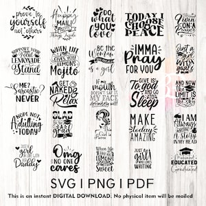 Citazioni motivazionali SVG, pacchetto, citazioni ispiratrici SVG, citazioni sulla vita, file di taglio per Cricut, silhouette, cameo, Svg, motivazionali PNG