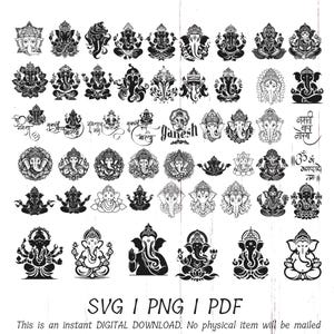 Lord Ganesha SVG Bundle: Ganpati Silhouette, Laser Schnitt (Digitaler Download)