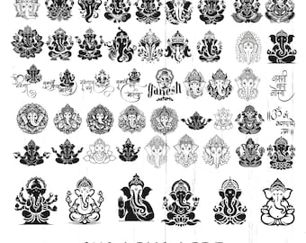 Lord Ganesha SVG Bundle: Ganpati Silhouette, Laser Cut (Digital Download)