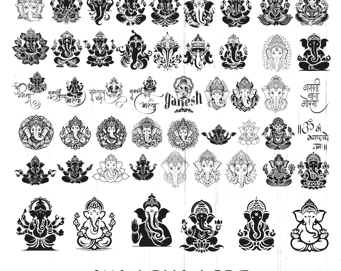 Lord Ganesha SVG Bundle – 50+ Ganpati Digital Download Files for Cricut, Silhouette, Laser engraving