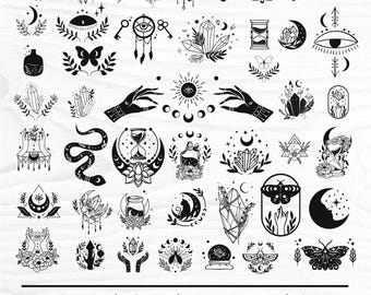 Witchy SVG Bundle | Boho Celestial Moon Crystal Magic Symbols (Digital Download)