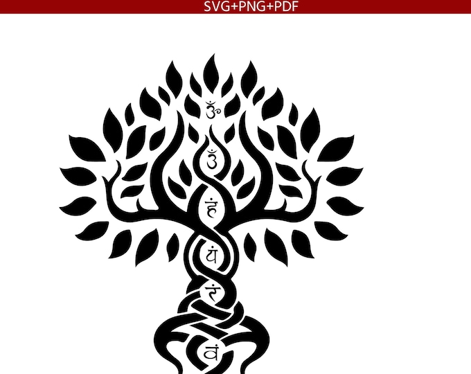 7 Chakra Tree of Life SVG Bundle, Spiritual Yoga Meditation Cut File, Sacred Om Symbol  Laser Engraving, Reiki Zen Wall Art Digital Download