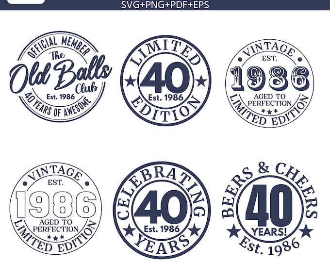 40th Birthday Svg, Vintage 1986 Svg, 40th Birthday Gift For Women, 40th Birthday Gift For Men, 40th Birthday Friend, 1986 Birthday svg png