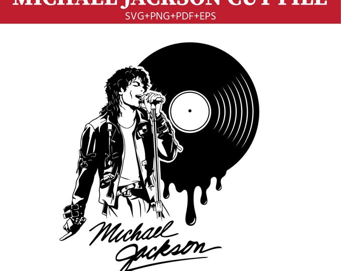 Michael Jackson SVG, Dance Silhouette Files, Retro Music Icon Cut Files for Cricut, Sublimation Design Download, Vintage Vinyl Record Design