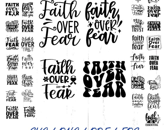 Faith Over Fear svg Bundle | Christian SVG | Jesus Cut Files | Motivational PNG PDF | Religious Cricut Designs